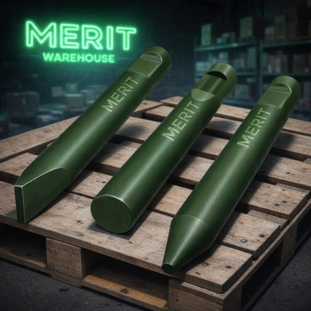 Merit Von Profis geschätzt: Das MERIT-Sortiment an Hochleistungsmeißeln für Hydraulikhämmer