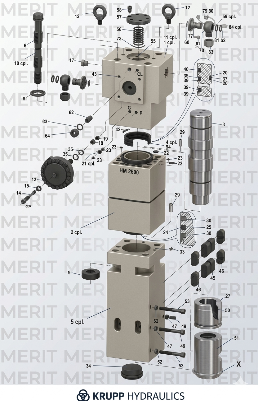 Spannschrauben für Krupp HM 2500 Hydraulikspanner